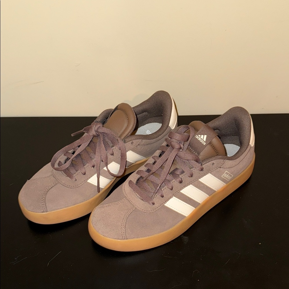 Adidas Taupe and White Casual Sneakers